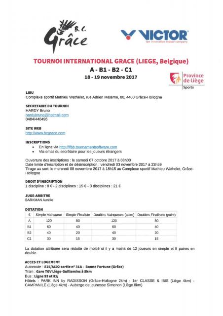 Tournoi International Nov 2017 GRACE A B1 B2 C1